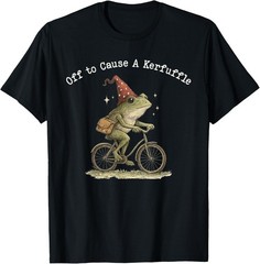Off to Cause A Kerfuffle Funny Weird Frog Riding Bicycle T-shirt Sweartshirt