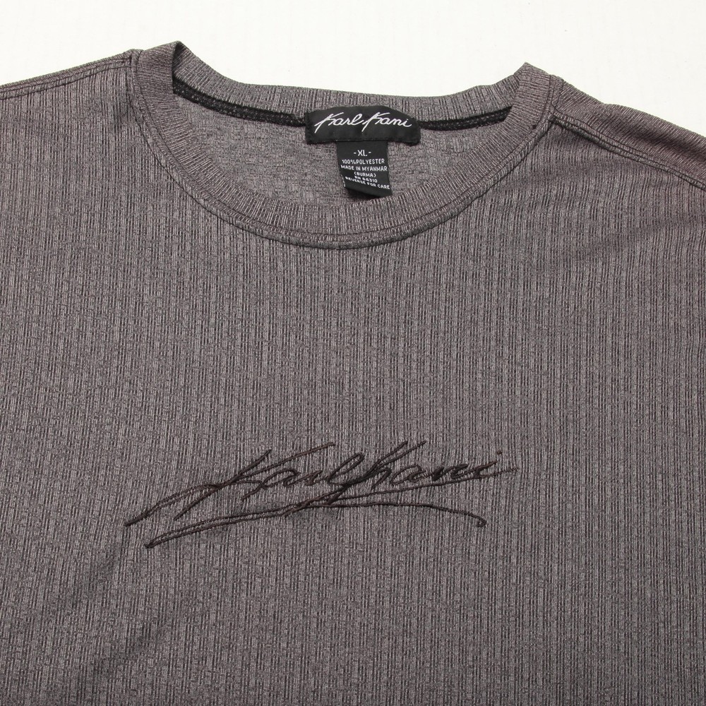 Karl Kani Shirt Mens Extra Large Gray Embroidered Script Logo Short Sleeve