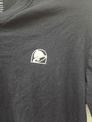 Taco Bell v-neck Employee T-shirt Mens M black solid graphic print workwear