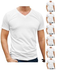 Brooklyn Vertical Mens 6-Pack V Neck Undershirts Short Sleeve Cotton Round Neck