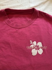 Trader Joe’s Hibiscus Logo Graphic Pink Double-Sided Short Sleeve Crew Tee S