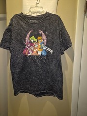 Sailor Moon Black Acid Wash Sailor Moon Characters Tee Shirt Size XL
