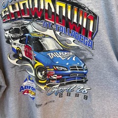 Vintage 2009 NASCAR Aaron’s Showdown 499 Race Talladega T-Shirt XXL Gray