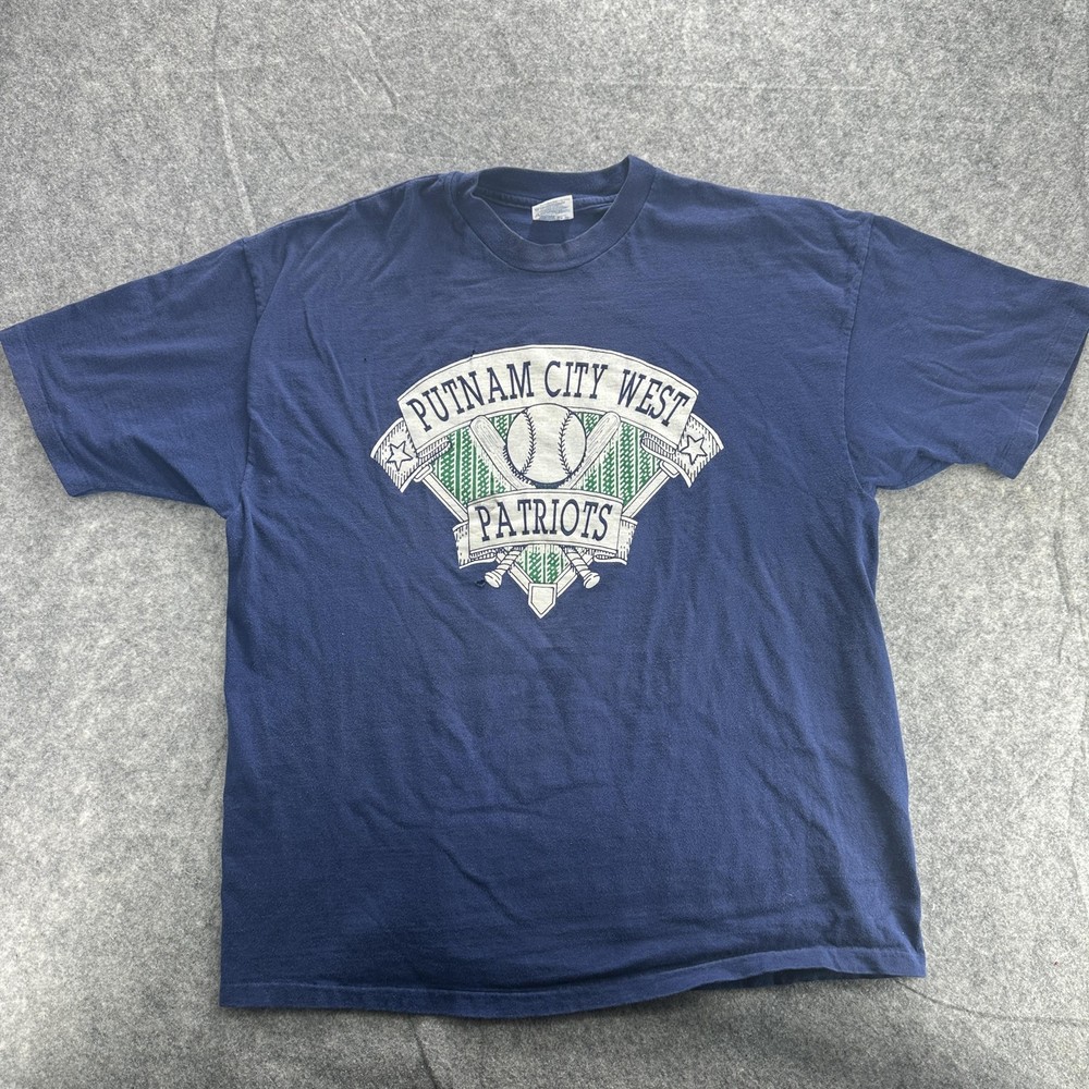 Putnam City West Patriots Shirt Mens 2XL Blue Baseball Team Hanes Beefy-T USA