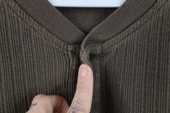 Vtg 90s Streetwear Mens Large Faded Heavy Ribbed Knit Long Sleeve Henley T-Shirt