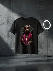 Unisex Stylish Dachshund Portrait Pink Wine Glass Graphic Fashion Graphic