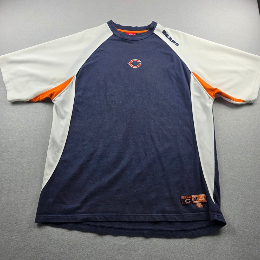 NFL Team Apparel Chicago Bears Shirt Mens Navy Blue White Orange Colorblock XL
