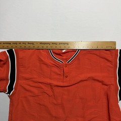 DeLong USA Vintage Nylon Pullover Shirt Medium Orange Black Stripe Drawstring