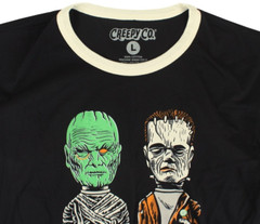 NEW Creepy Co LOVE IS LOVE Mummy & Frankenstein Ringer Tee T-Shirt XL- 2XL Sizes