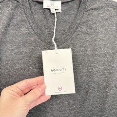 New AG Adriano Goldschmied AGKNITS T Shirt Mens M Sample Line Heather Charcoal