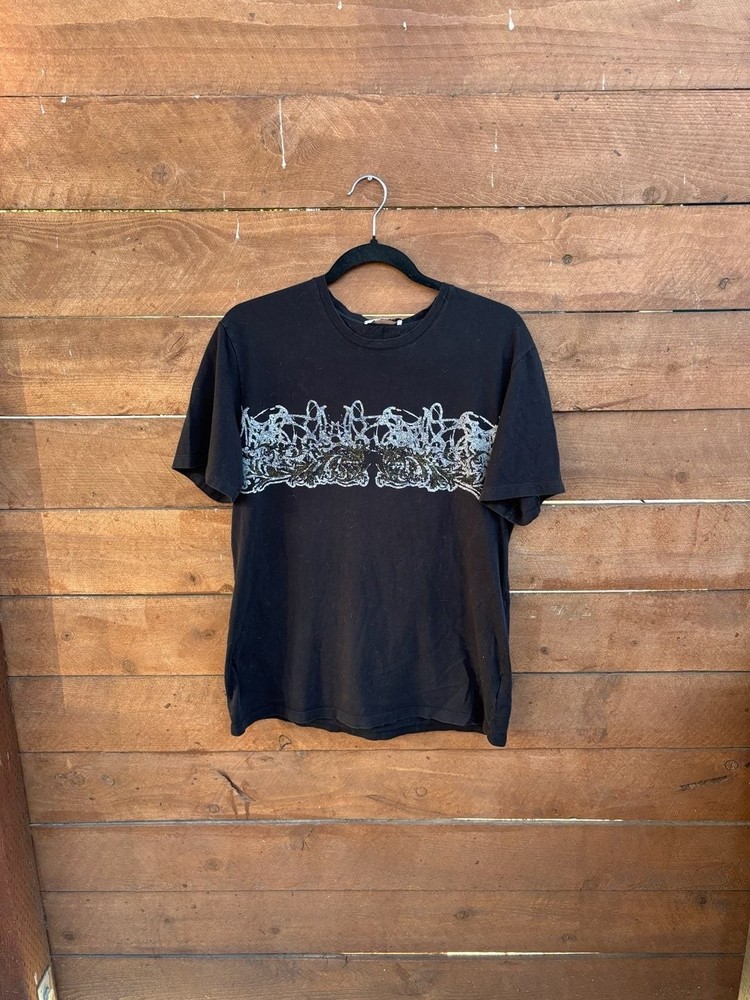 Versace Collection Black Graphic Silver Foil Baroque Scroll T-Shirt