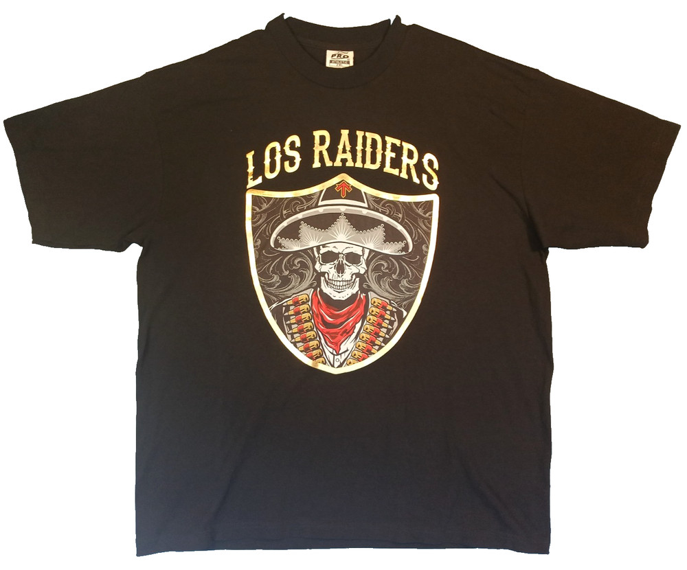 Pro Athletic Mens Black Short Sleeve Graphic T-Shirt Los Raiders Skeleton SZ 2XL