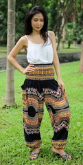 Smocked Waist Harem Baggy Pants, , Rayon Elephant Boho Yoga, 3X-Large, Dashik…