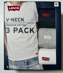 NEW Levi’s Men’s Tees T-Shirts 3 Pack M L White Gray Black V-Neck Cotton V1