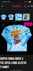 Swag Golf – Super Swag Bros Long Sleeve T-Shirt – Tie Dyed Blue/White – Large