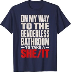 On My Way to The Genderless Bathroom Funny Vintage Grunge T-Shirt