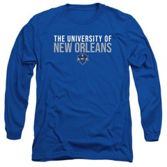 Uni of New Orleans Adult Long Sleeve T-Shirt Stacked, Royal Blue, S-3XL