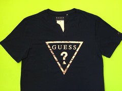 GUESS Los Angeles Men’s Short Sleeve T-Shirt Size LARGE Blue w/Silver Cotton NEW