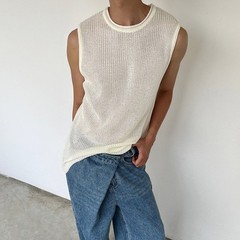 Casual Wear Daily Wear Men’s Tank Top Knitted Vest Knitted Fabric Regular Length