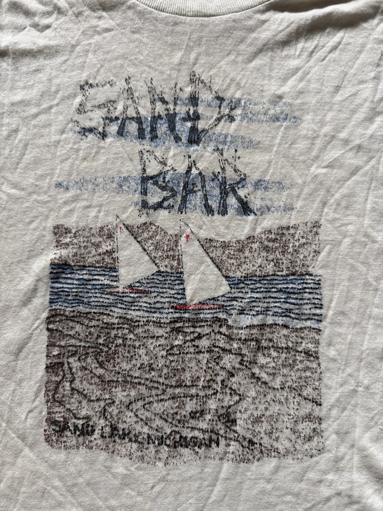 Vintage t shirt paper thin Surf Sailing Sand Bar 70’s 80’s M – L stain