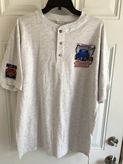 Anvil Henley TShirt Men’s L 40th Street Rod Nationals Car Show Gray Short Sleeve