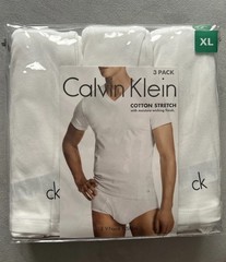 Calvin Klein 3 Pack Cotton Stretch V-neck T-shirts XL White New In Package