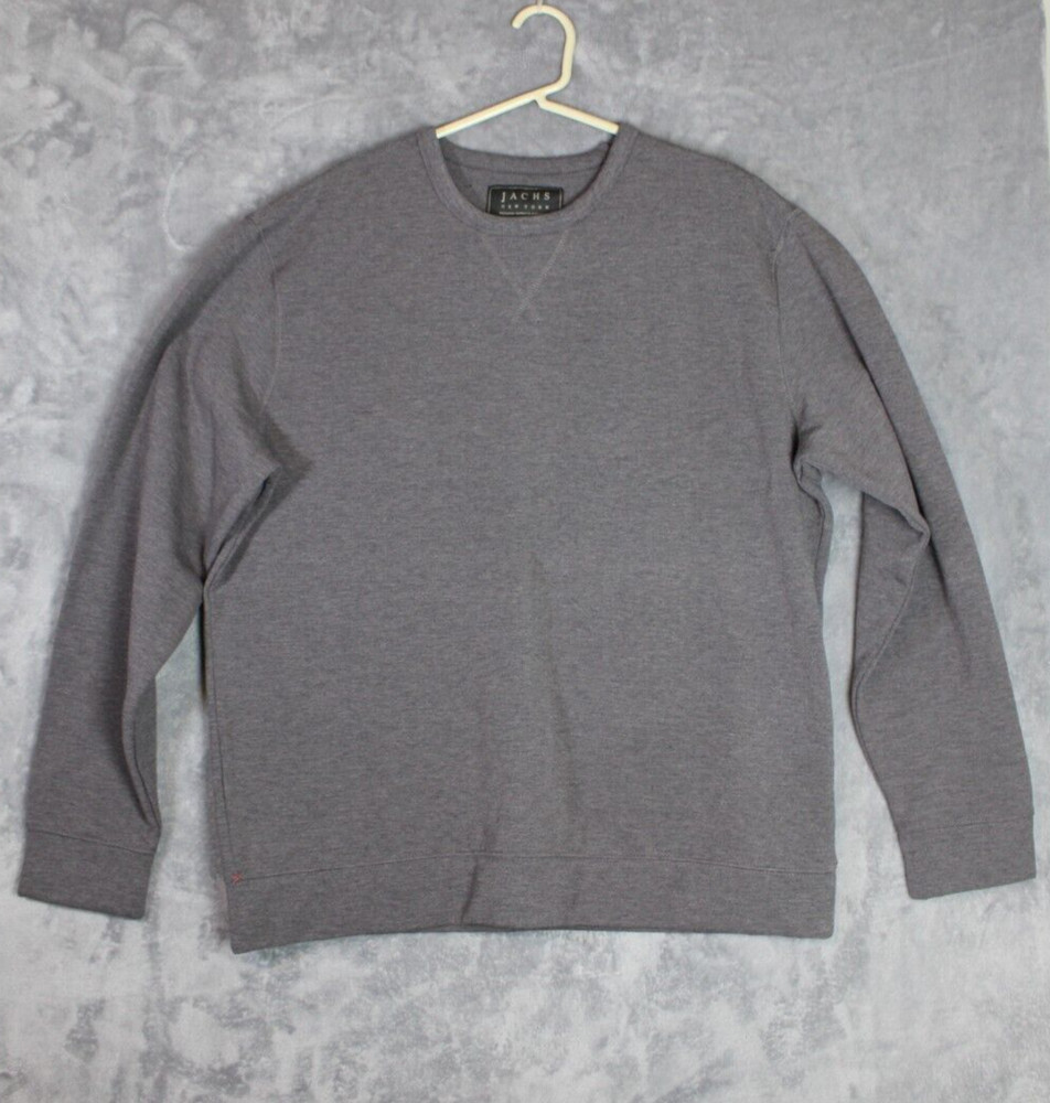 Jachs New York Mens Long-Sleeve Crewneck Shirt, Gray, Fleece, Size XL, EUC