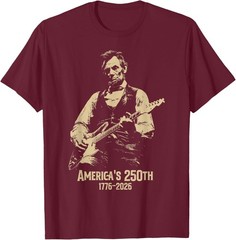 Abraham-Lincoln Playing Guitar 4th July 250th Anniversary T-Shirt