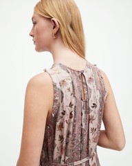 All Saints Womens Paisley Maxi Dress Cascade Long Sleeve / Sleeveless Viscose