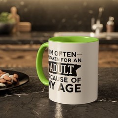 I’m Often Mistaken for an Adult Due to My Age – Two-Toned Mug
