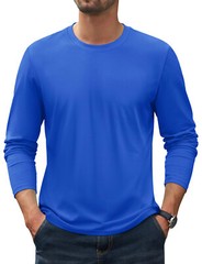 Mens Long Sleeve Shirts Cotton Moisture Wicking Undershirt Comfort Pullover Tops