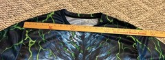 Green Flaming Skull All Over Print T-shirt XL Polyester Spandex