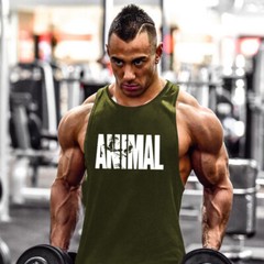 Men’s Gym Workout Printed “ANIMAL” Tank Top VEST Fitness Bodybuilding Stringer