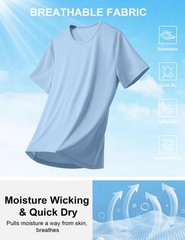 Men’s Workout T-Shirts 3 Pack Quick Dry Moisture Wicking Athletic Shirts Crew…