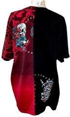 Affliction Black Label Men/Unisex Skull Graphic T-Shirt Black/Red Crew Neck XL