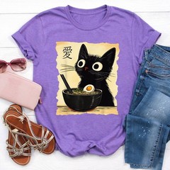 Cat Ramen T-Shirt Funny Japanese Kawaii Anime Cat Graphic Tee