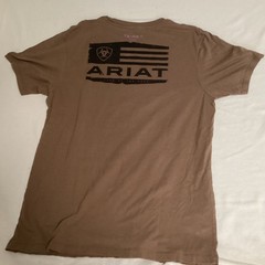 Ariat Mens Brown Graphic T-Shirt Large Buckle Exclusive Land of the Free Flag