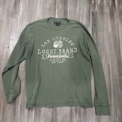 Lucky Brand Men’s Green Waffle Knit Logo Graphic Crewneck Long Sleeve Tee XL