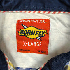 BORN FLY Shirt Men XL Plaid Short Sleeve Button Up Tide Detergent Parody Y2K