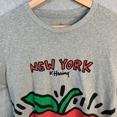 Keith Haring SPRZ NY New York City Big Apple T Shirt Large Gray
