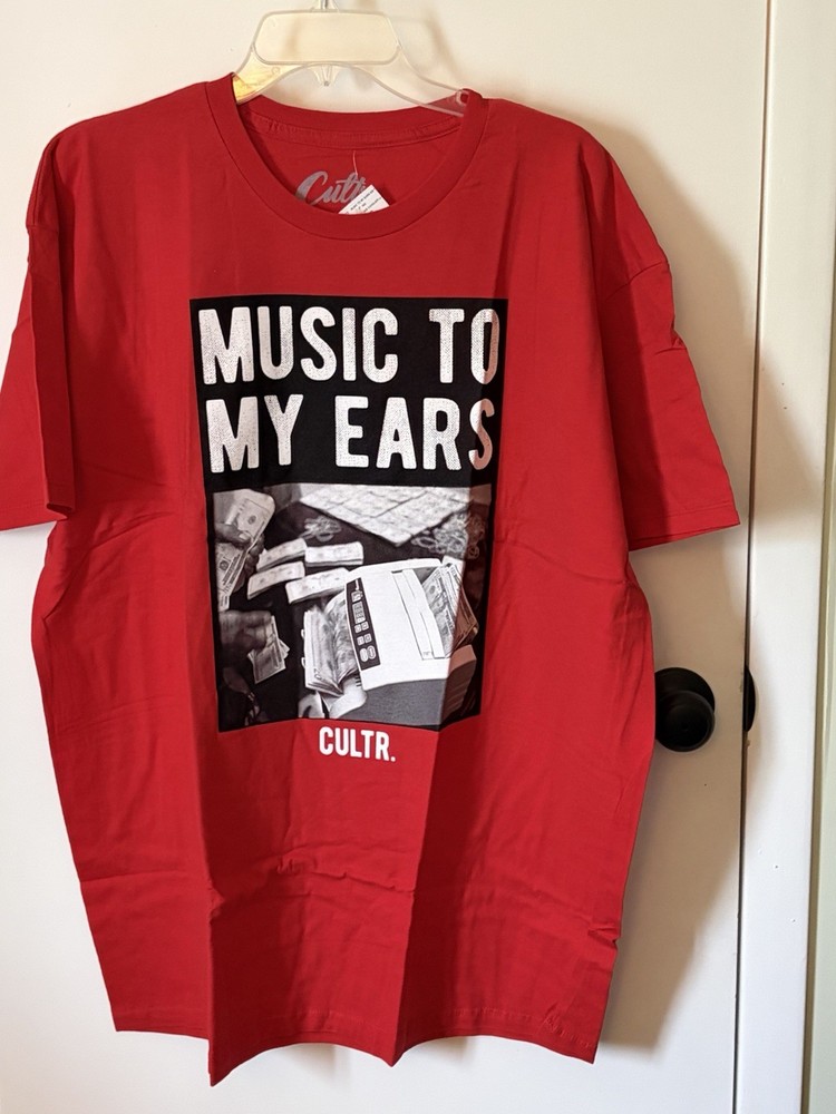 Music To My Ears SS Tee Red Size 2XL MSRP $30 New Sealed In Plastic