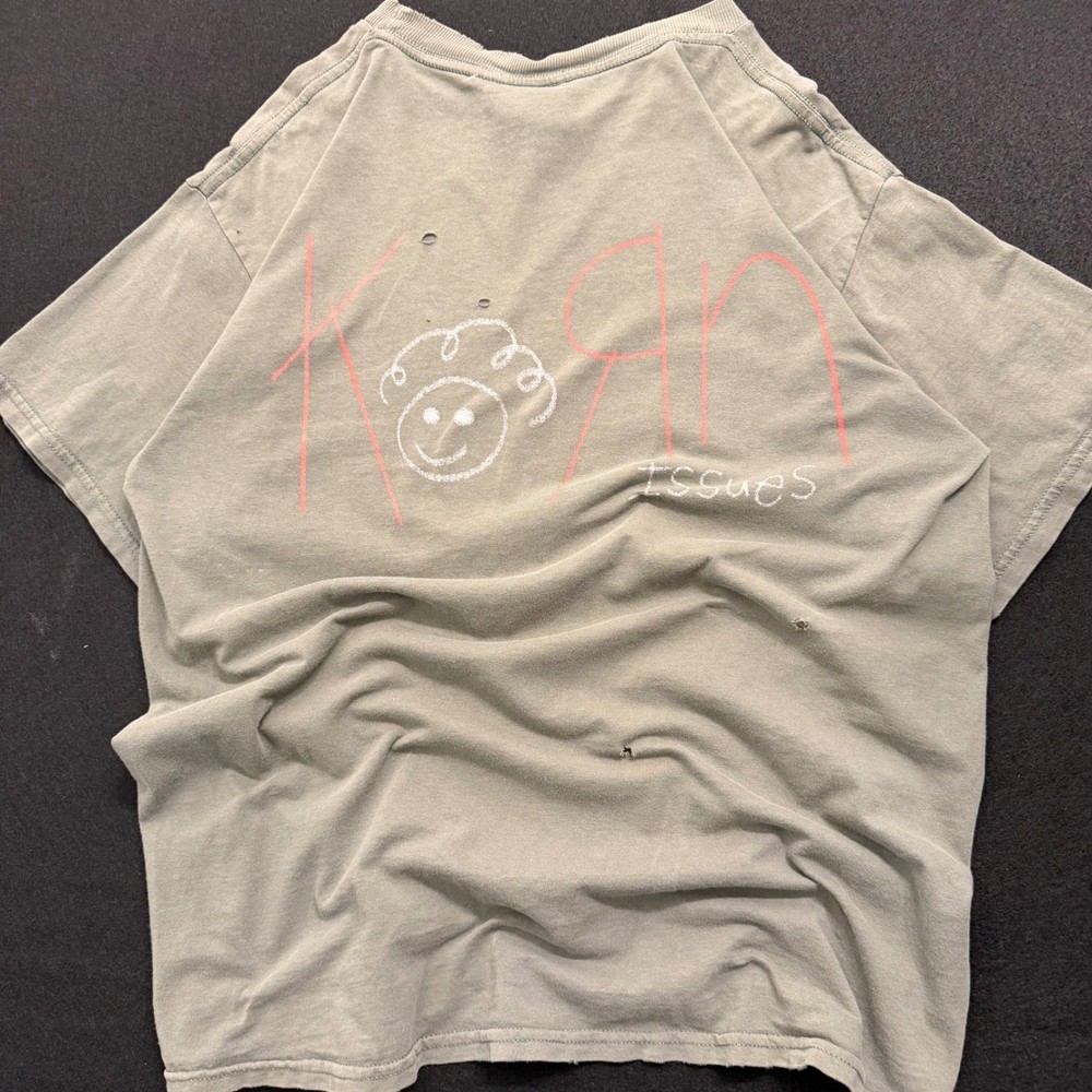 Mens Faded Olive Green Short Sleeve Cotton T-Shirt Size Large Distressed