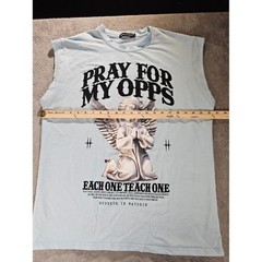 Streetz Iz Watchin Pray For My Opps Angel Muscle Tee Light Blue Small