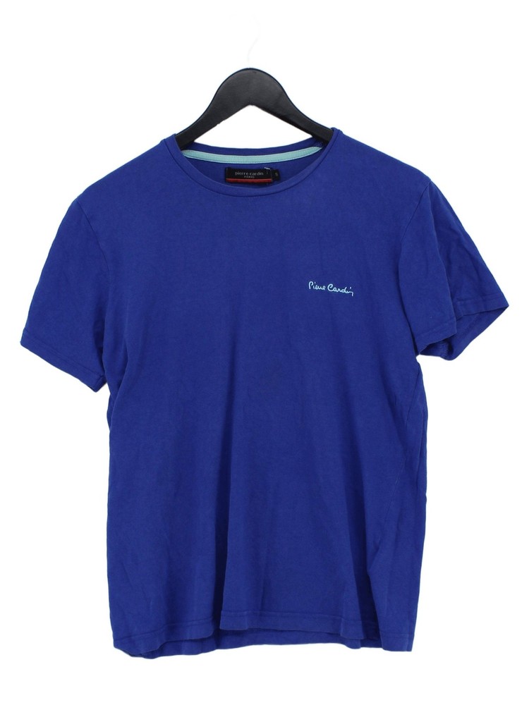 Pierre Cardin Men’s T-Shirt M Blue Graphic 100% Cotton Basic