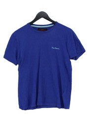 Pierre Cardin Men’s T-Shirt M Blue Graphic 100% Cotton Basic