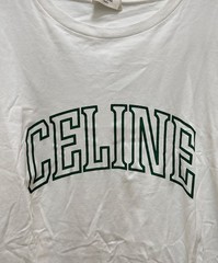 Authentic CELINE College Arch Logo Print T-shirt L White Men 2X60L671Q 01UZ