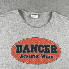 Vtg Hanes Adult Large Gray Short Sleeve Cropped Shirt Dancer Athletic Wear Y2K