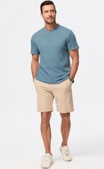 JMIERR Men’s Sz L Henley Shirts Waffle Cotton T-Shirt Gym Workout Athletic Tee.