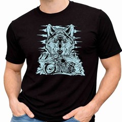 Wolf Motorcycle Graphic Tee Biker Wolf Mountain Rider Wildlife Gift Shirt.