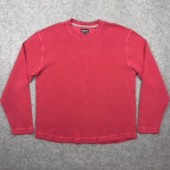 American Giant Shirt Mens Large Red Thermal Long Sleeve Heavy Cotton Made In USA